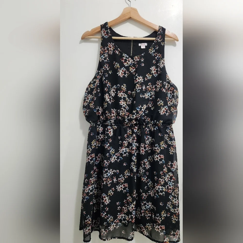 Xhileration‎ Sleeveless Floral Dress - Black - XXL